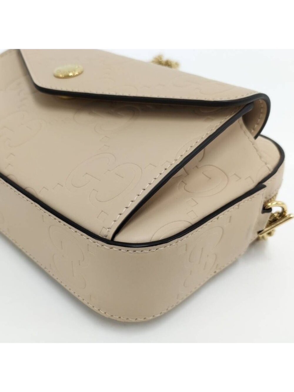 Gucci Chain Shoulder Bag Leather Beige - Picture 5 of 10
